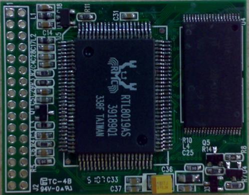 AR168M VoIP module, RTL8019AS and MT28F016S5 side.